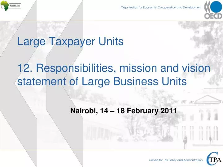 large taxpayer units 12 responsibilities mission and vision statement of large business units