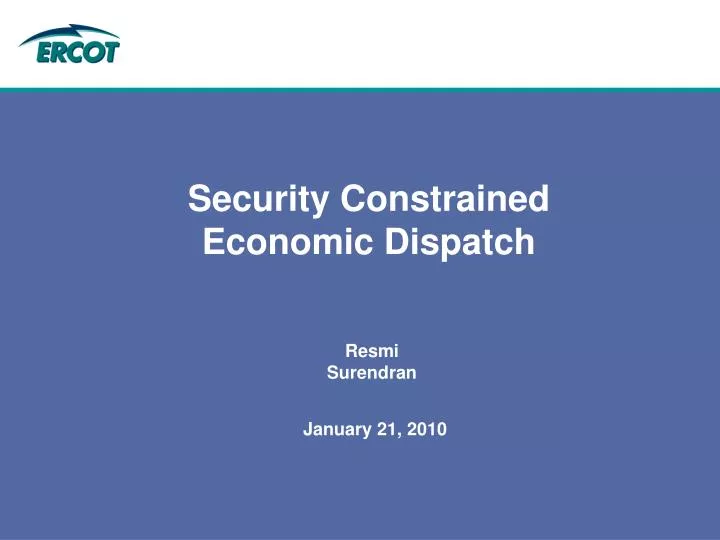 security constrained economic dispatch
