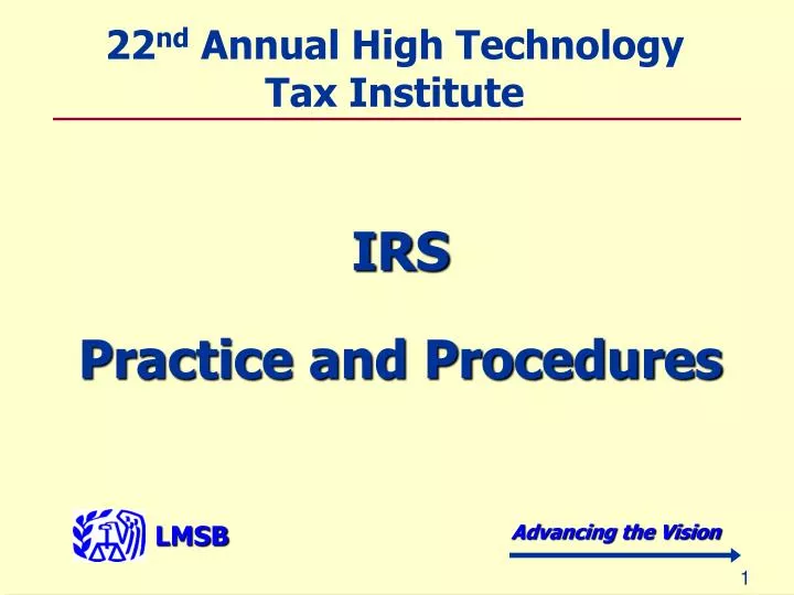 22 nd annual high technology tax institute