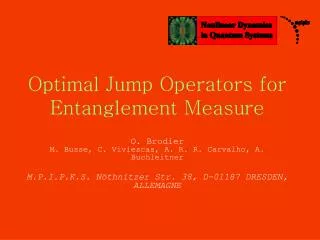 Optimal Jump Operators for Entanglement Measure