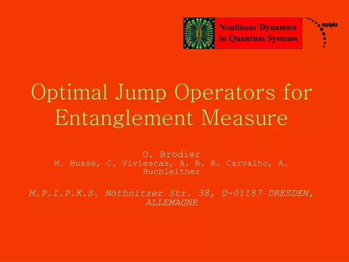 optimal jump operators for entanglement measure