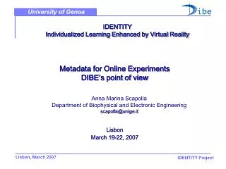 IDENTITY Individualized Learning Enhanced by Virtual Reality