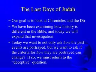The Last Days of Judah