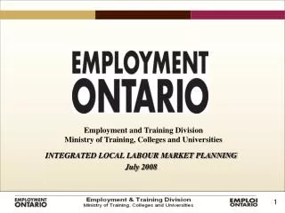 INTEGRATED LOCAL LABOUR MARKET PLANNING July 2008