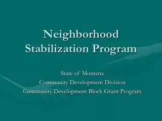 Neighborhood Stabilization Program