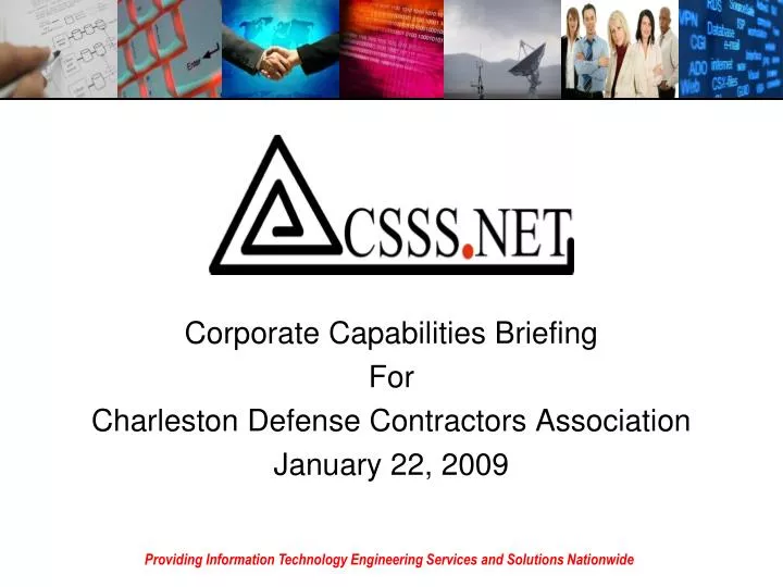 corporate capabilities briefing for charleston defense contractors association january 22 2009