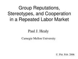 Group Reputations, Stereotypes, and Cooperation in a Repeated Labor Market
