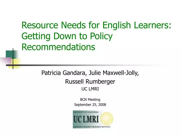 resource needs for english learners getting down to policy recommendations