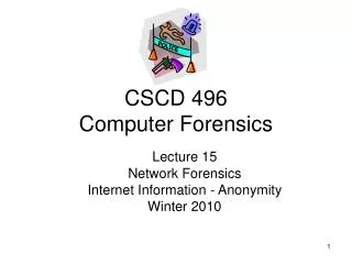 CSCD 496 Computer Forensics