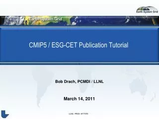 CMIP5 / ESG-CET Publication Tutorial