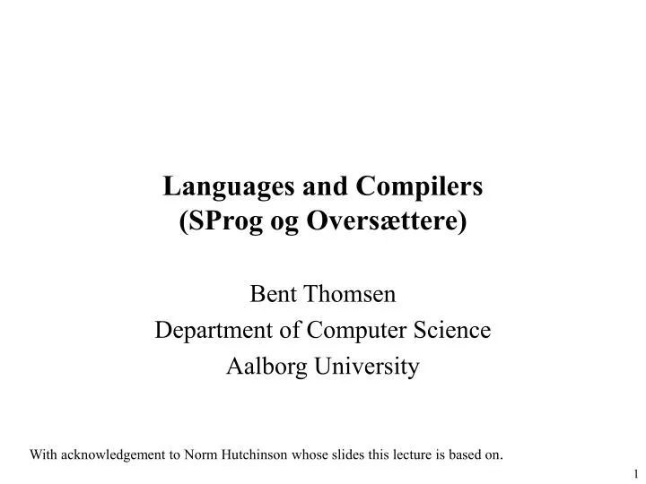 languages and compilers sprog og overs ttere