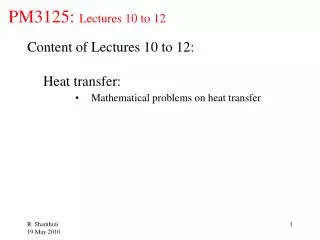 PM3125: Lectures 10 to 12
