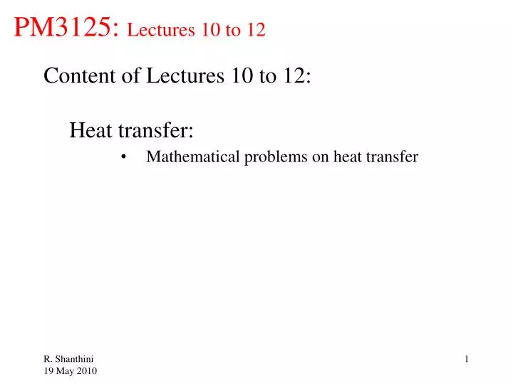 pm3125 lectures 10 to 12