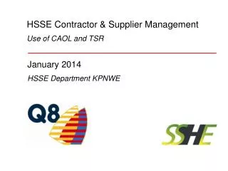 HSSE Contractor &amp; Supplier Management