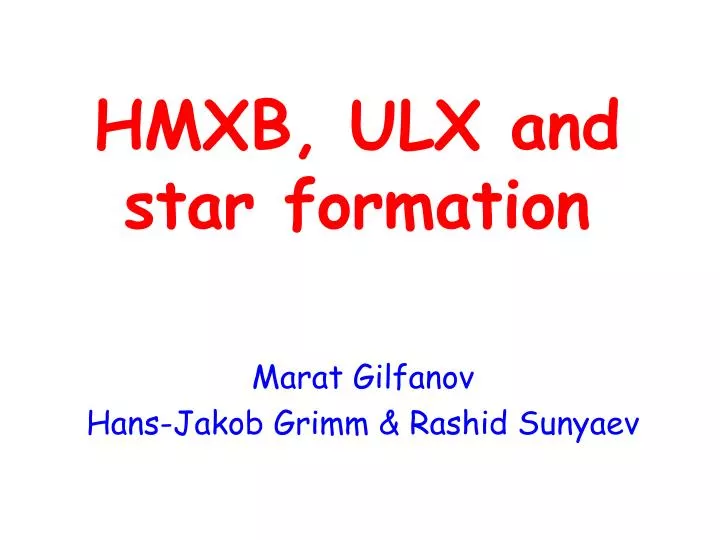 hmxb ulx and star formation