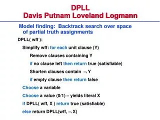 DPLL Davis Putnam Loveland Logmann