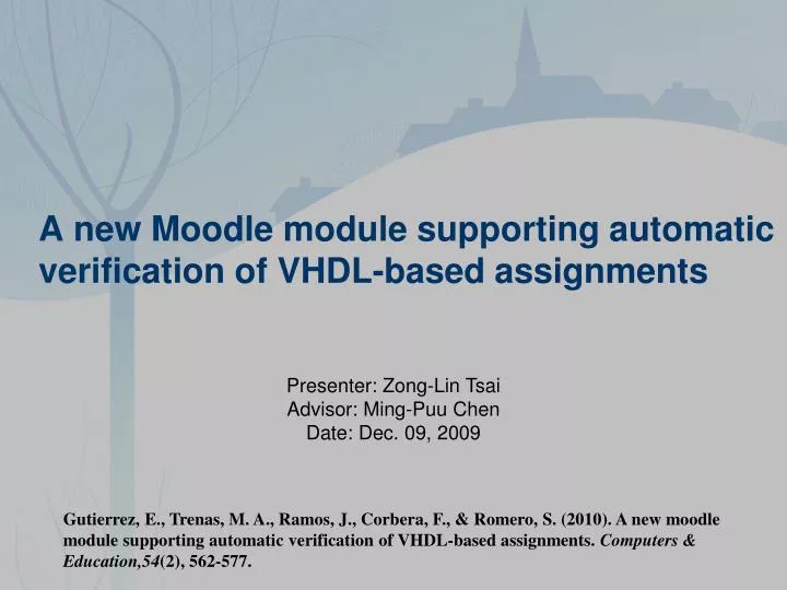 a new moodle module supporting automatic verification of vhdl based assignments