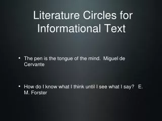 Literature Circles for Informational Text