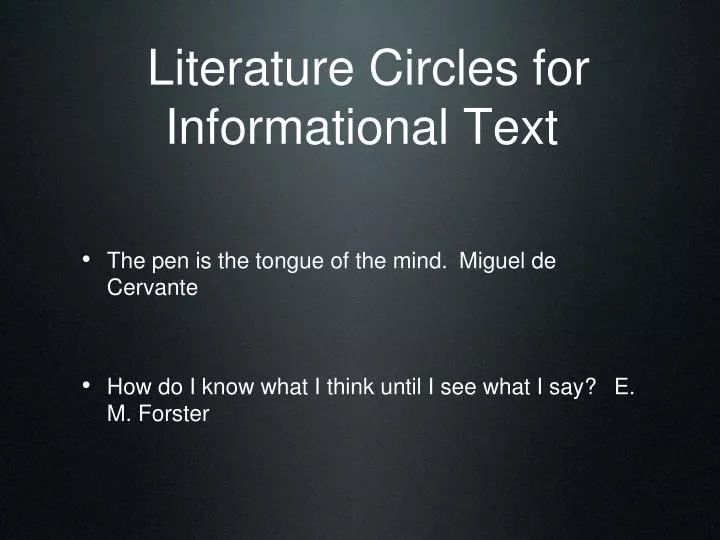 literature circles for informational text