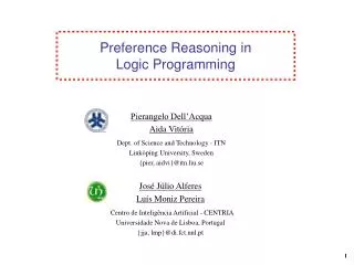 Preference Reasoning in Logic Programming
