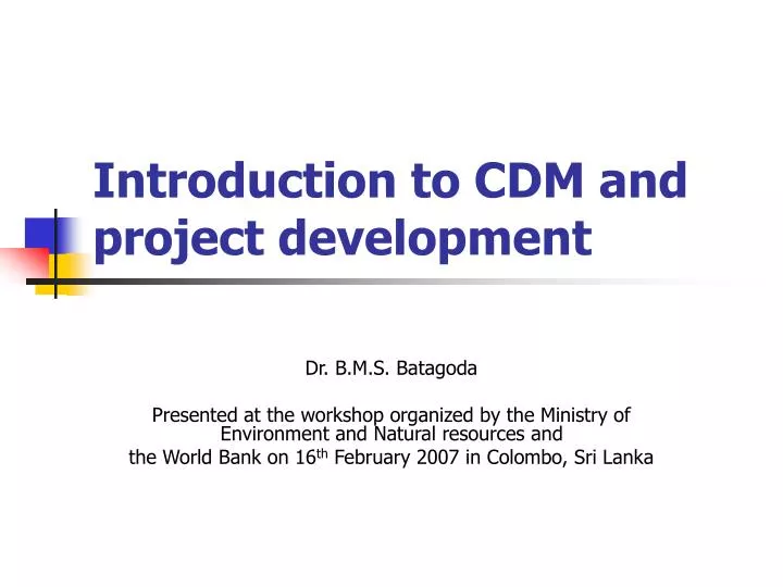 introduction to cdm and project development