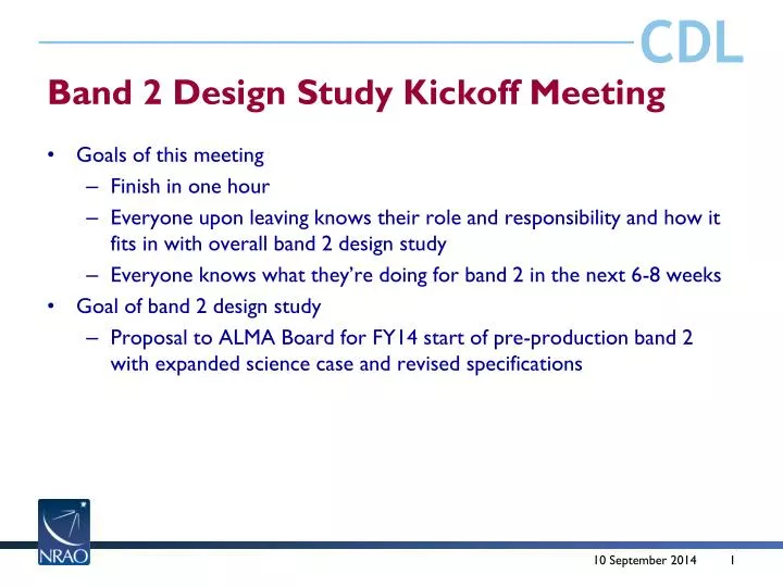 band 2 design study kickoff meeting