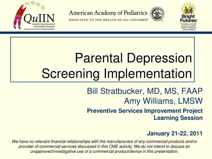 parental depression screening implementation