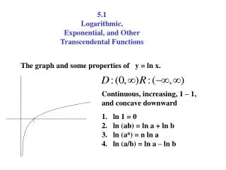 5.1 Logarithmic, Exponential, and Other Transcendental Functions