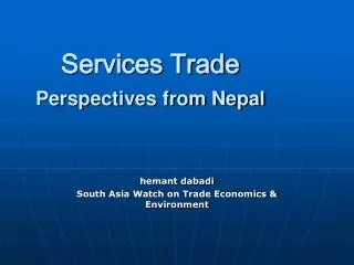 Services Trade Perspectives from Nepal
