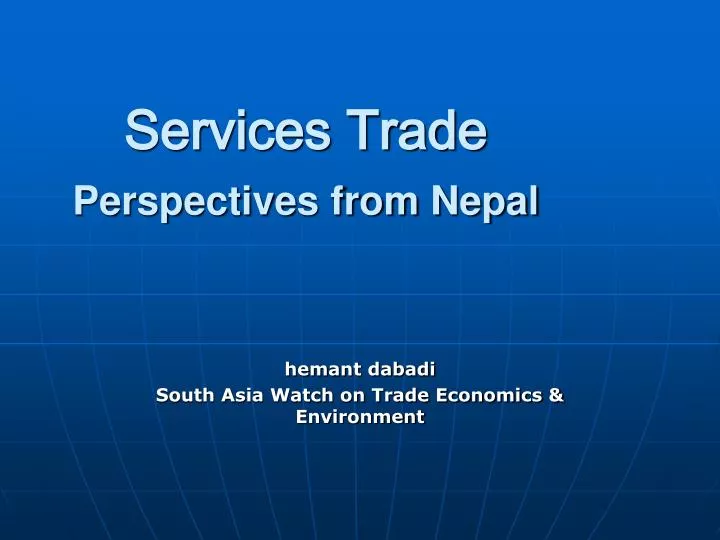 services trade perspectives from nepal