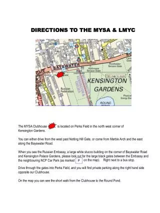 DIRECTIONS TO THE MYSA &amp; LMYC