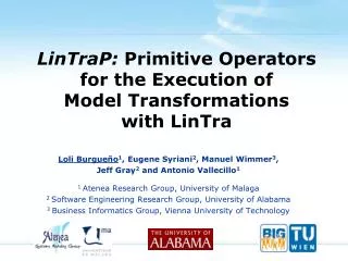 LinTraP : Primitive Operators for the Execution of Model Transformations with LinTra