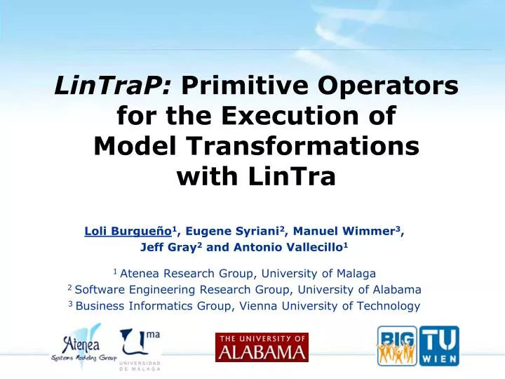 lintrap primitive operators for the execution of model transformations with lintra