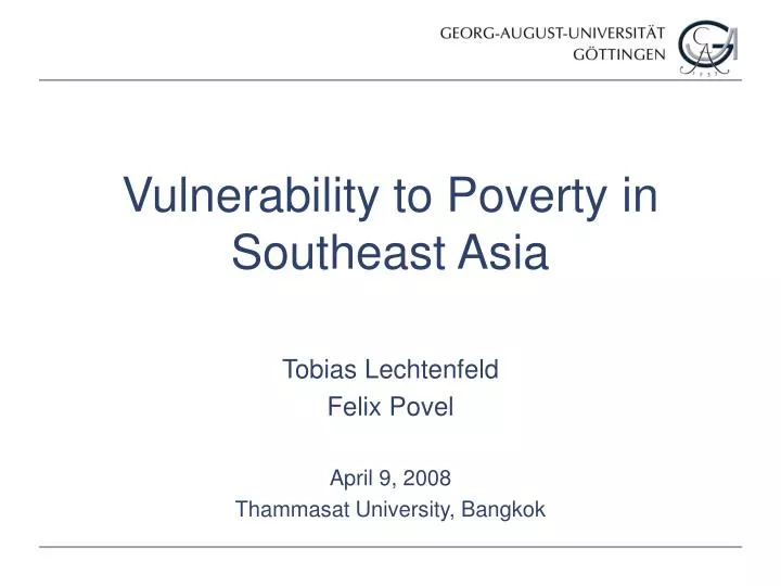 vulnerability to poverty in southeast asia