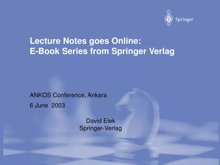 lecture notes goes online e book series from springer verlag