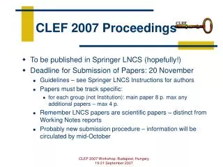CLEF 2007 Proceedings