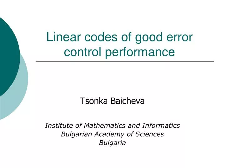 linear codes of good error control performance