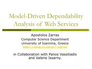 Model-Driven Dependability Analysis of Web Services
