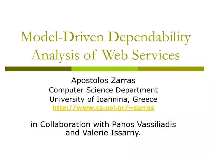 model driven dependability analysis of web services