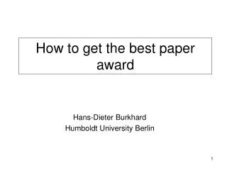 How to get the best paper award