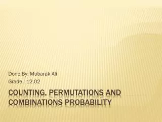 Counting, permutations and combinations probability
