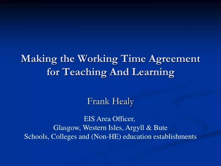 making the working time agreement for teaching and learning