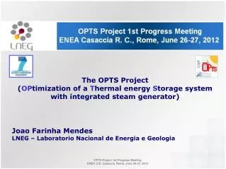 The OPTS Project ( OP timization of a T hermal energy S torage system