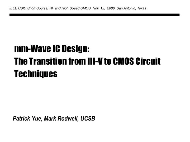mm wave ic design the transition from iii v to cmos circuit techniques