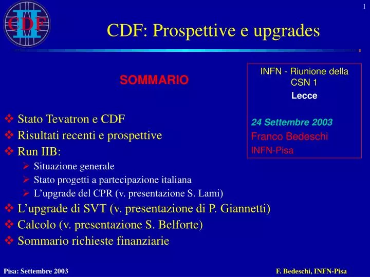 cdf prospettive e upgrades