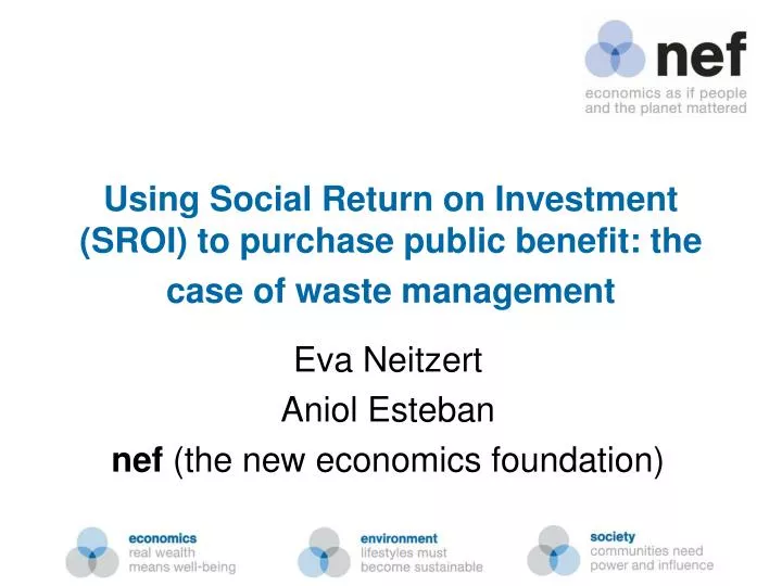 using social return on investment sroi to purchase public benefit the case of waste management