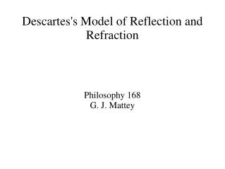 Descartes's Model of Reflection and Refraction