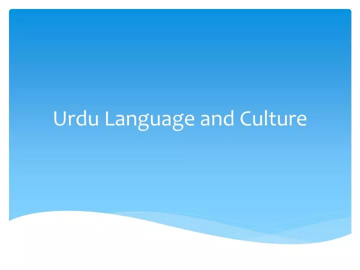 urdu language and culture