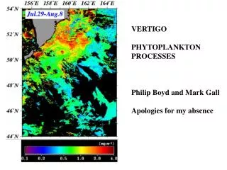 VERTIGO PHYTOPLANKTON PROCESSES Philip Boyd and Mark Gall Apologies for my absence