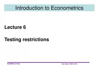 Introduction to Econometrics